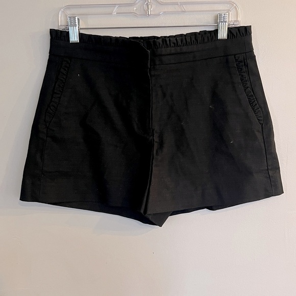 J. CREW Women’s Black High Waist Flat Front Cotton Ruffle Shorts Size 6 - Picture 1 of 4
